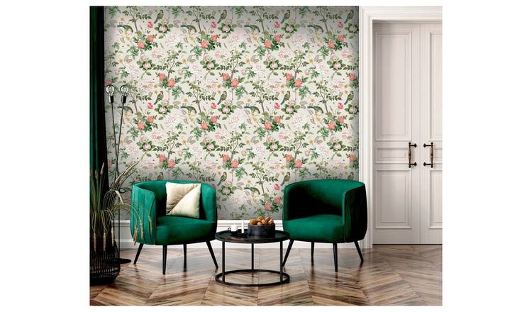 RHS Birdsong N Blooms Cream Wallpaper