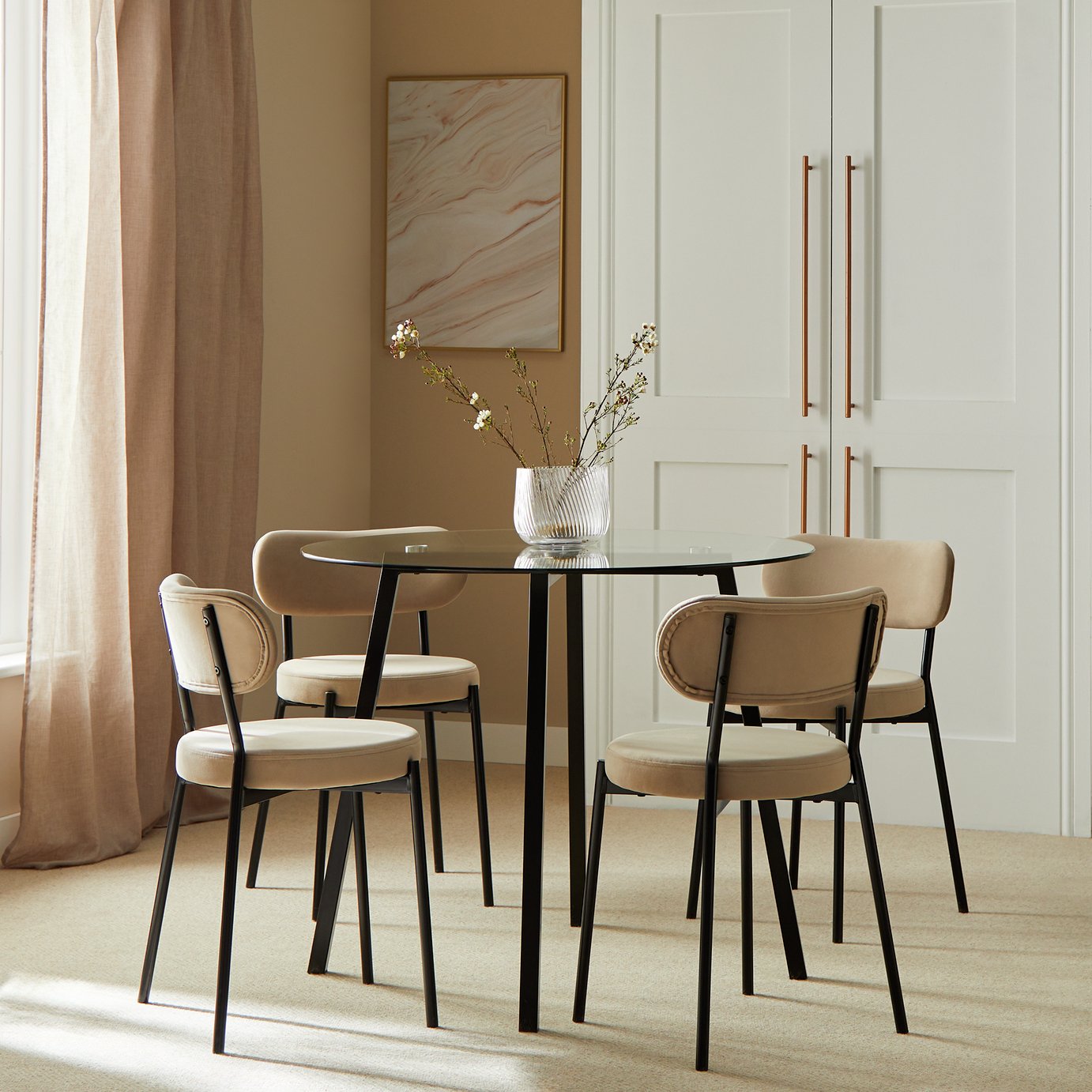 Argos Home Fyra Black Dining Table & 4 Black Chairs