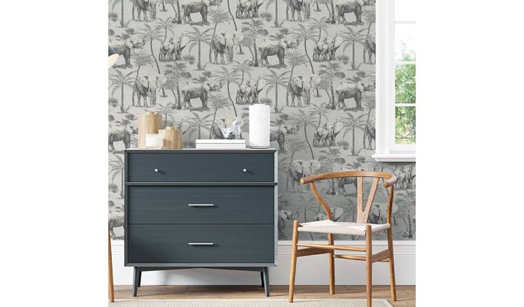 Arthouse Safari Elephant Charcoal Wallpaper