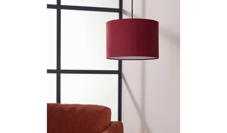 Habitat Dark Red Velvet Easy Fit Drum Lampshade - 30cm