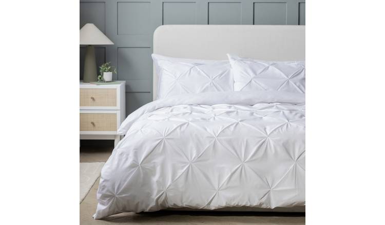 Habitat Pinch Pleat Pintuck White Bedding Set - Superking