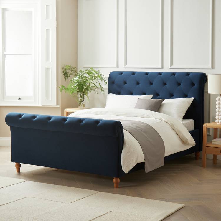 Argos Home Harrogate Kingsize Velvet Bed Frame - Navy 0