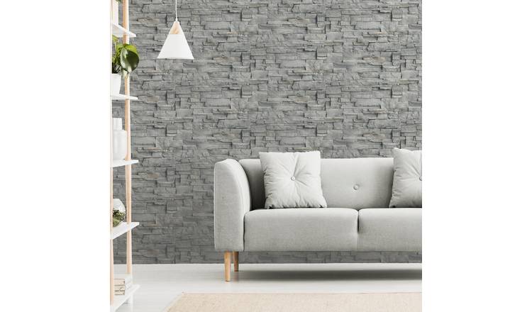 Arthouse Slate Wall Grey Wallpaper