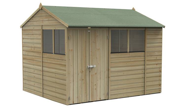 Forest Beckwood Shiplap 4 Windows Reverse Apex Shed - 10x8ft