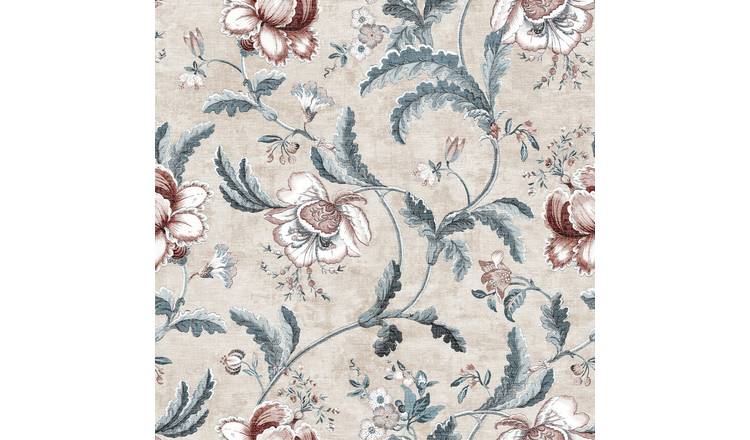 Esselle Home Tapestry Floral Vermilion Blue Wallpaper