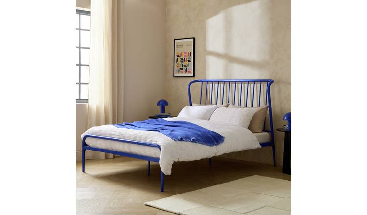 Habitat Kanso Small Double Metal Bed Frame - Blue