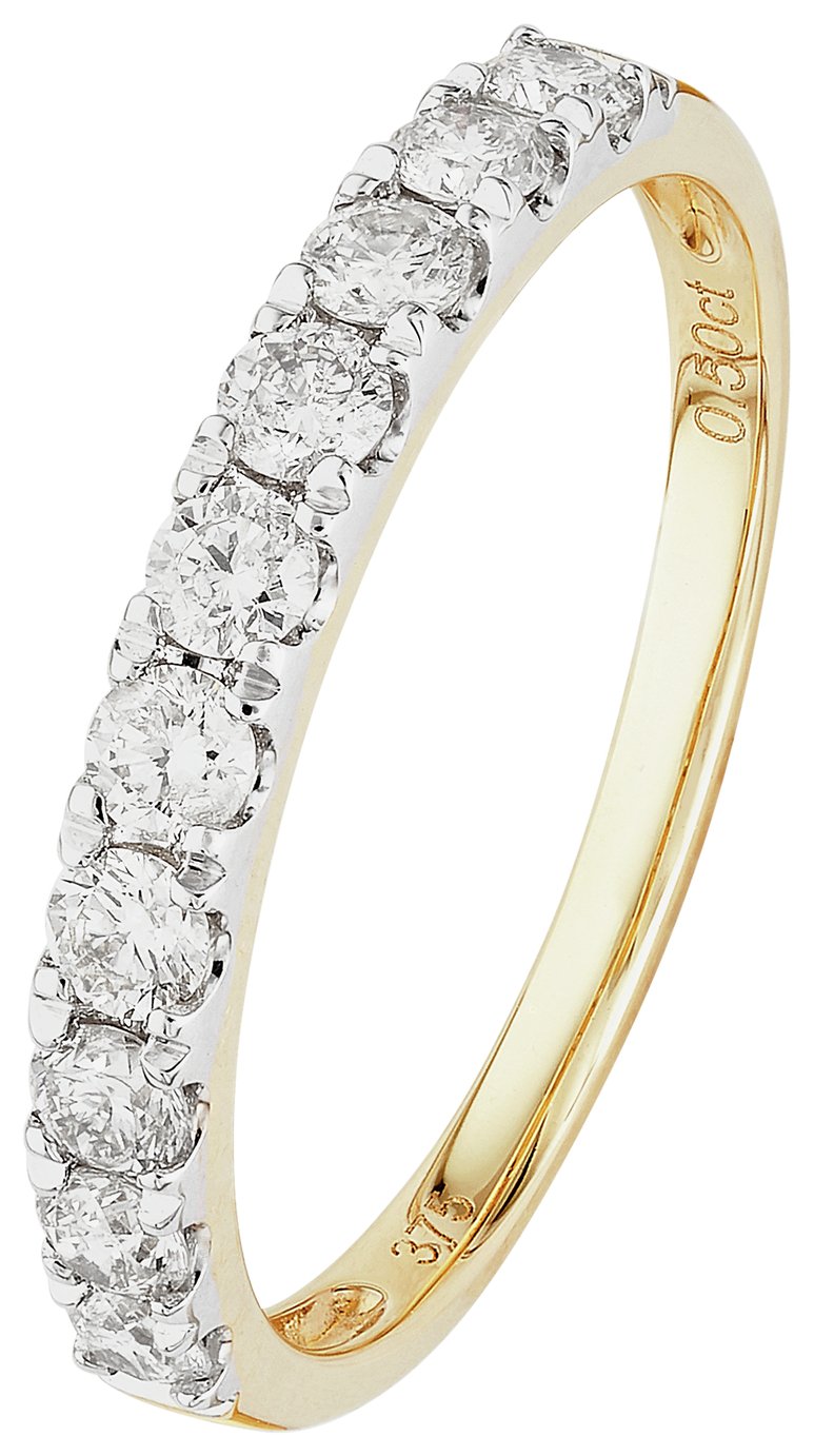 Revere 9ct Gold 0.50ct Diamond Claw Set Eternity Ring - N