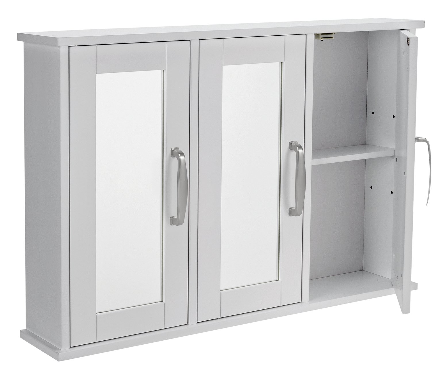 Argos Home Tongue & Groove 3 Door Mirrored Cabinet - White