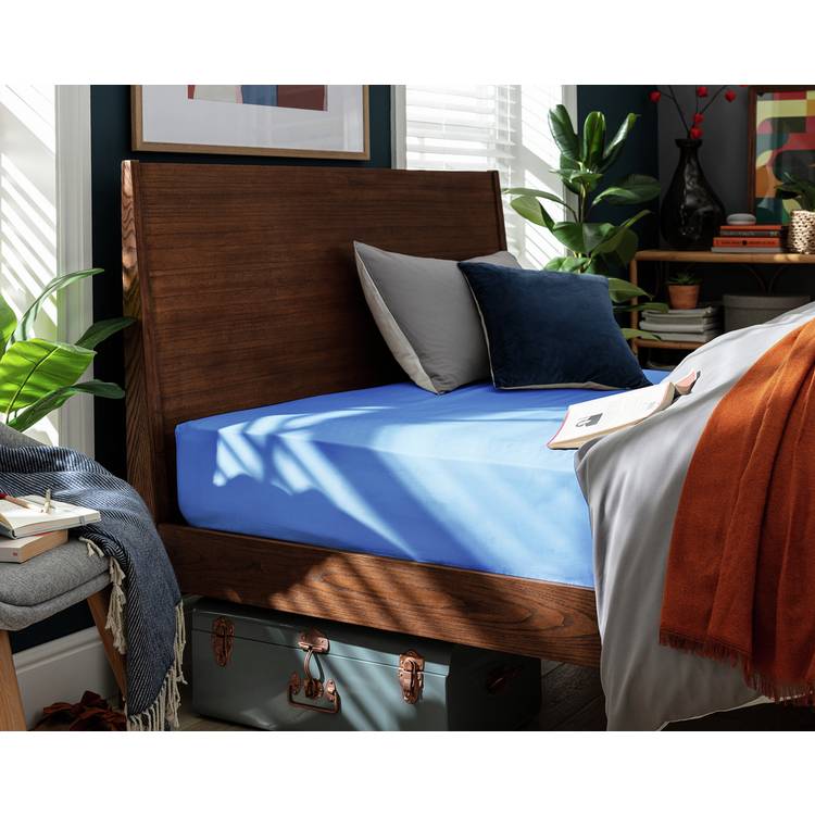Habitat Plain Cobalt Blue Fitted Sheet - Double 0