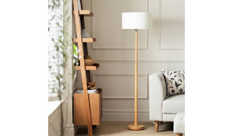 Habitat Malaren Rubber Wood Tapered Floor Lamp - Natural