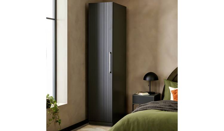 Habitat Hamburg Linear 1 Door Wardrobe - Dark Grey