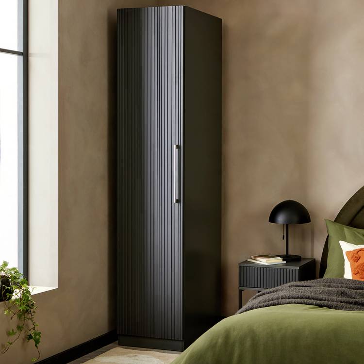 Habitat Hamburg Linear 1 Door Wardrobe - Dark Grey 0