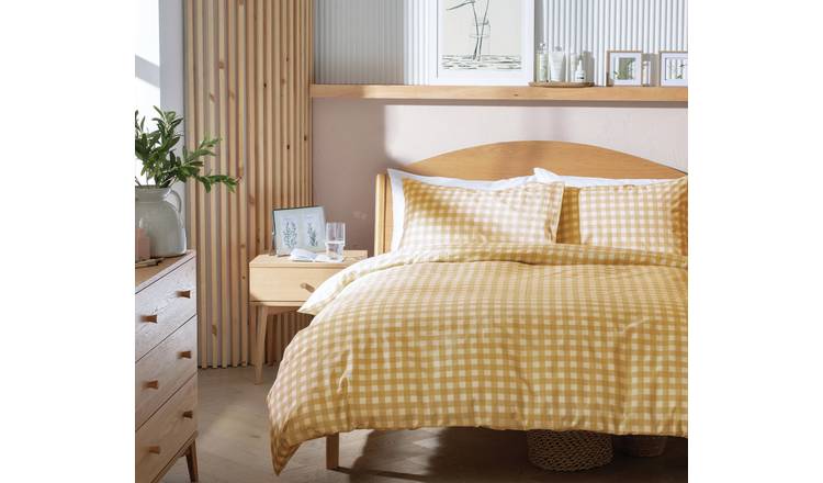 Habitat Herbalist Plain Gingham Yellow Bedding Set - Single