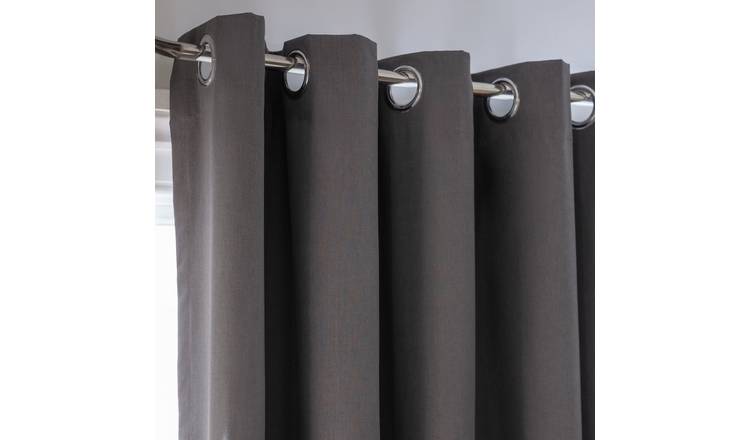 Habitat Plain Blackout Eyelet Curtains - Charcoal