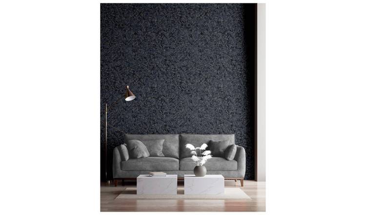 Arthouse Textured Marble Navy Silver Wallpaper 