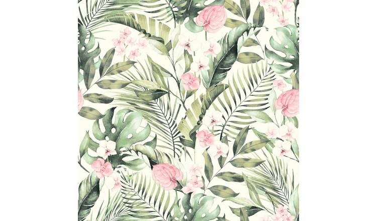 Arthouse Tropical Floral Pink N Green Wallpaper