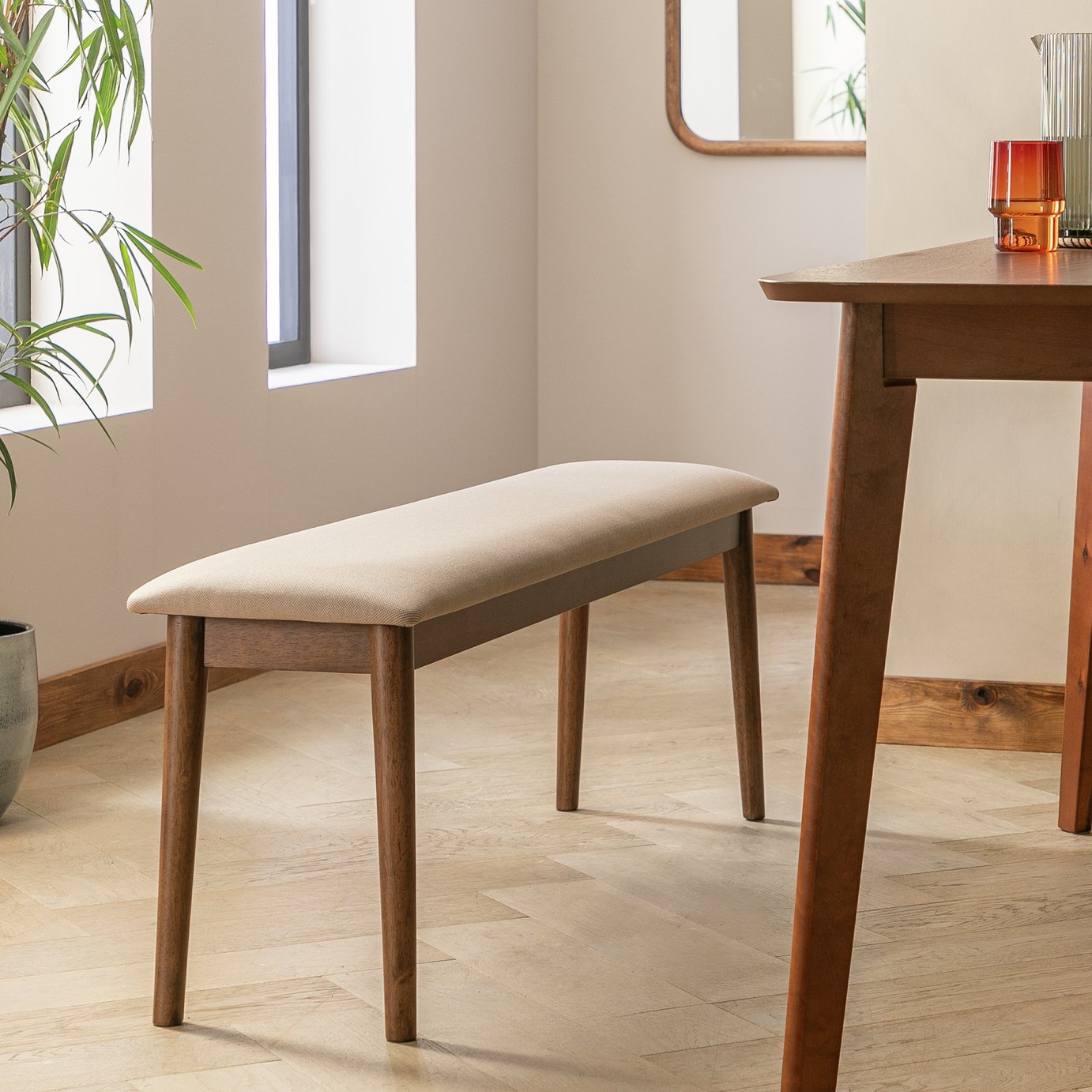 Habitat Skandi Wooden Dining Bench - Walnut