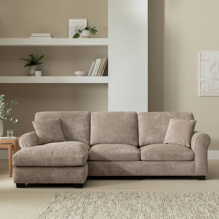 Argos Home Taylor Left Hand Corner Chaise Sofa Bed - Mink 0