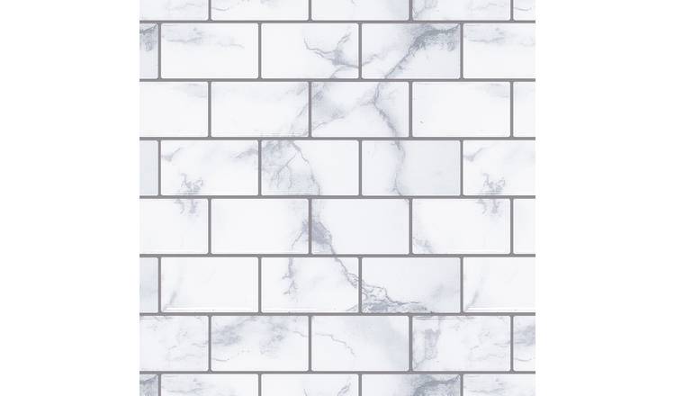 Arthouse Marble Brick Geometric Wall Tile Grey Wallpaper