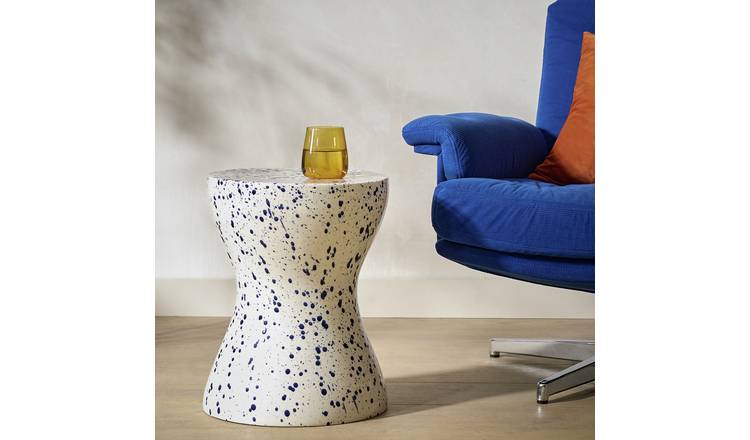 Habitat Jackson Round Side Table - Blue & White