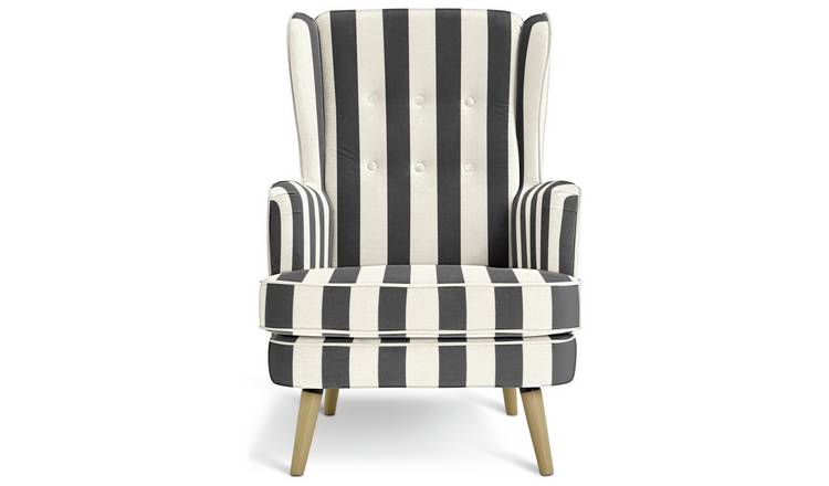 Habitat Callie Fabric Wingback Chair - Black & White