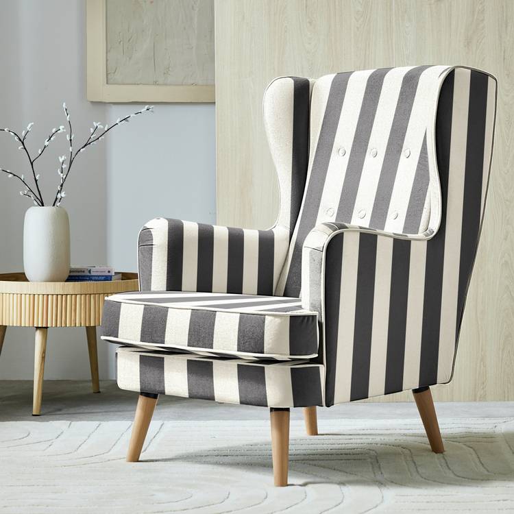 Habitat Callie Fabric Wingback Chair - Black & White 0