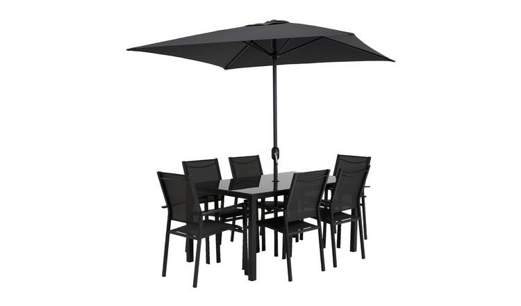 Argos Home 6 Seater Metal Patio Set - Black