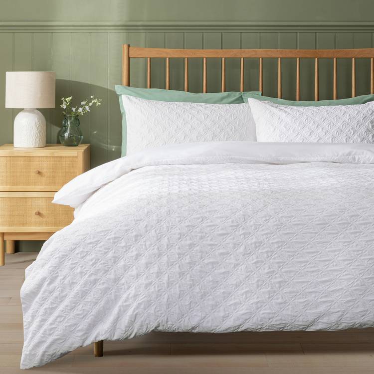 Argos Home Embossed Texture White Bedding Set - King size 0