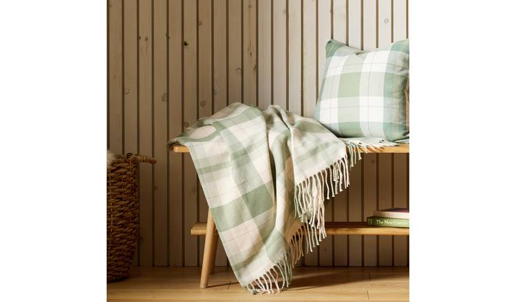 Argos Home Woven Check Throw - Green - 125x150cm