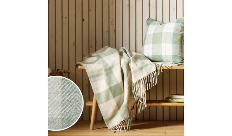 Argos Home Woven Check Throw - Green - 125x150cm