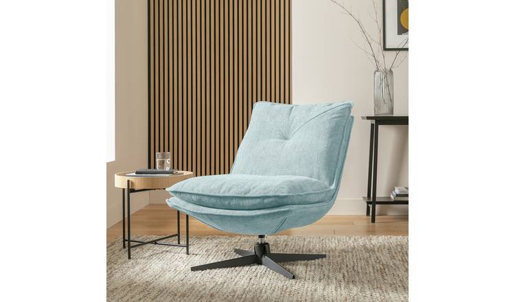 Argos Home Soloman Fabric Swivel Chair - Blue