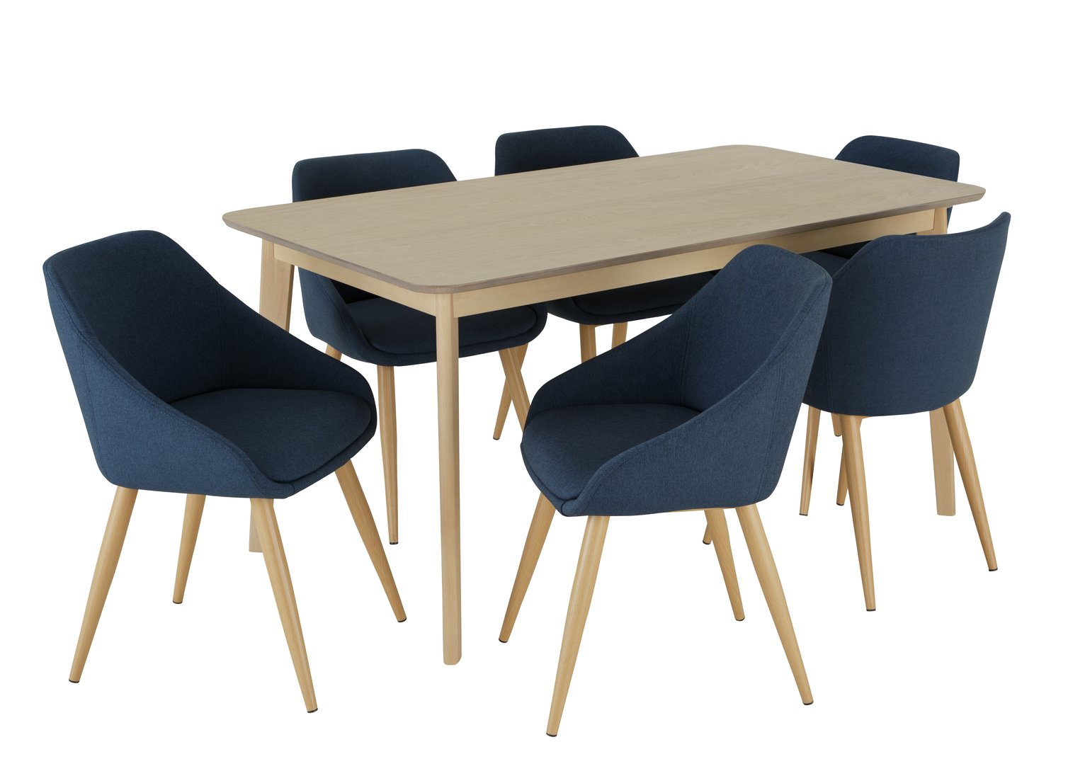 Argos Home Skandi Oak Veneer Dining Table & 6 Blue Chairs Review