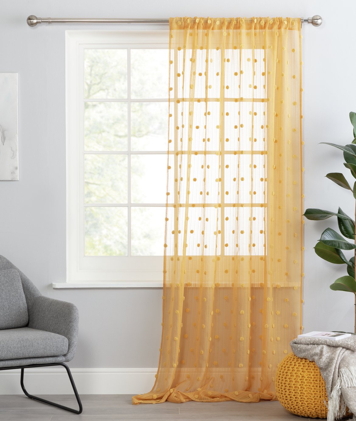 Argos Home Pom Pom Tab Top Voile Curtain Panel Review