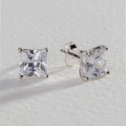 Buy Revere Sterling Silver Square Cubic Zirconia Stud Earrings | Womens ...