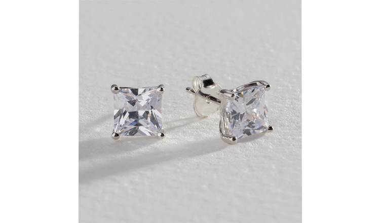 Revere Sterling Silver Square Cubic Zirconia Stud Earrings