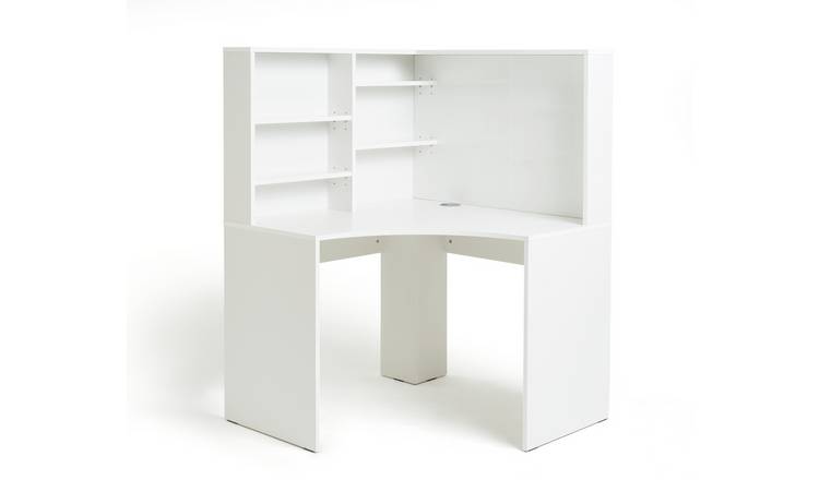 White l shaped desk 2024 with shelves