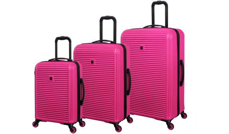 IT Luggage Shutter 3pc 8 Wheel Hard Suitcase Set - Pink