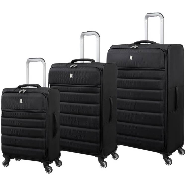 IT Luggage Striving 3pc 8 Wheel Suitcase Set - Black 0