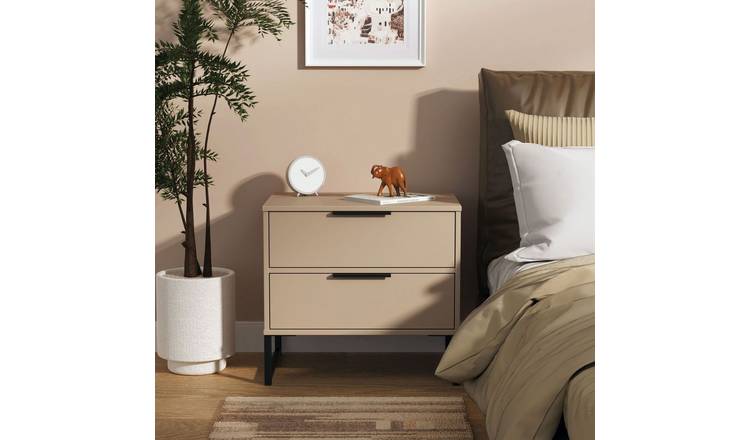 Livara Messina 2 Drawer Bedside Table - Beige