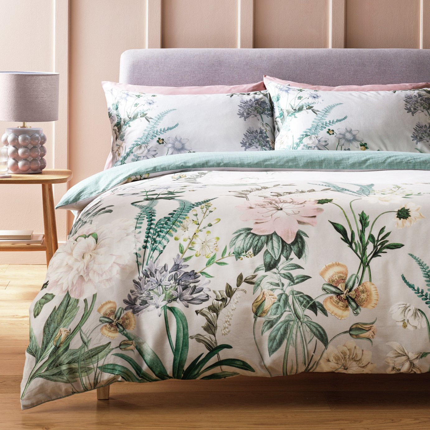 Argos Home Cotton Botanical Floral White Bedding Set - King