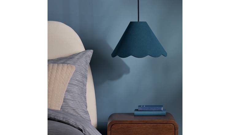 Habitat Scallop Edge Ink Blue Lampshade - 32cm