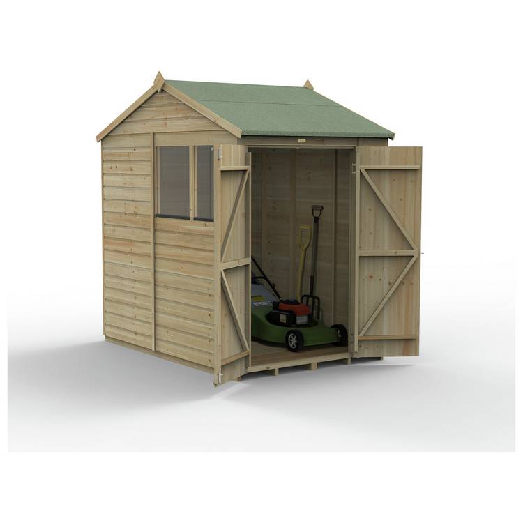 Forest Beckwood Shiplap 2 Windows Reverse Apex Shed - 7x5ft 0