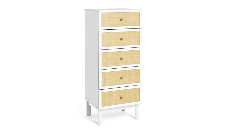 Habitat Simone 5 Drawer Tallboy - White & Oak