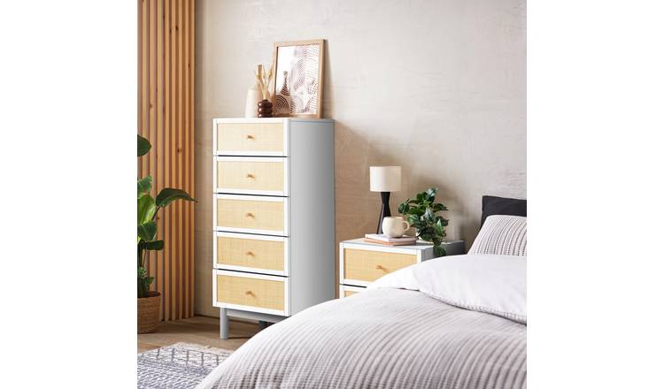 Habitat Simone 5 Drawer Tallboy - White & Oak