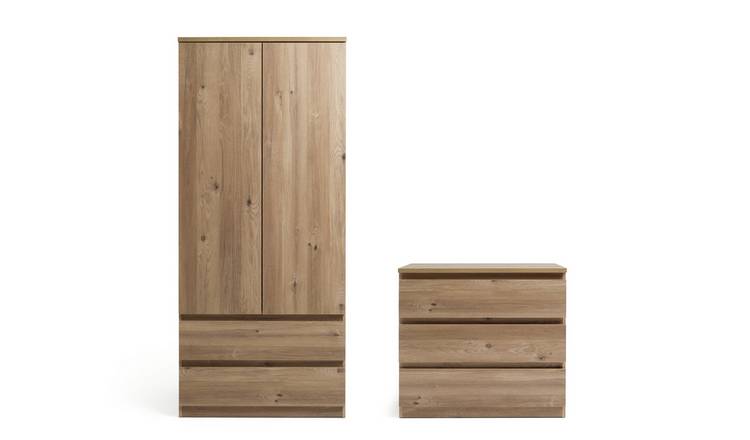 Habitat Jenson 2 Piece 2 Door Wardrobe Set - Oak Effect