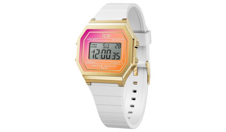 ICE-Watch Retro Digital Dial White Silicone Strap Watch