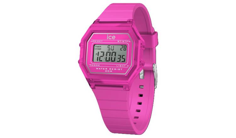 Ice-Watch Retro Digital Dial Pink Silicone Strap Watch