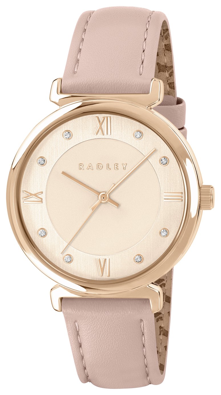 Buy Radley Rose Gold Plated Pink Leather Strap Watch | Womens