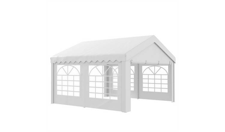 Outsunny Garden Gazebo Marquee Party Tent with Sides and Windows - White