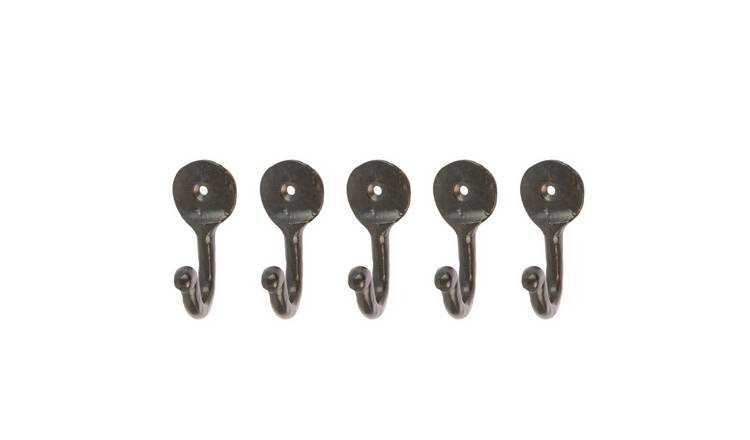 Hammer & Tongs Hammered Round Plate Single Hook - Set of 5